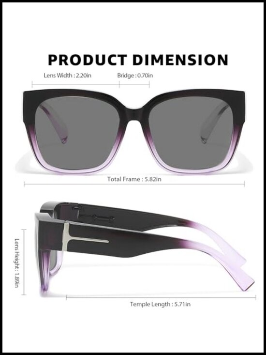 Polarized Photochromic Sunglasses for Women Men Oversized Fit Over Glasses UV